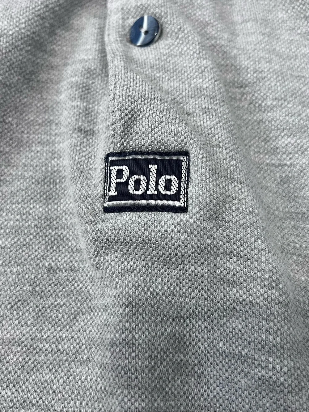 Vintage Polo Ralph Lauren Flag Patch Polo Gray Navy Collar M Preppy Old Money